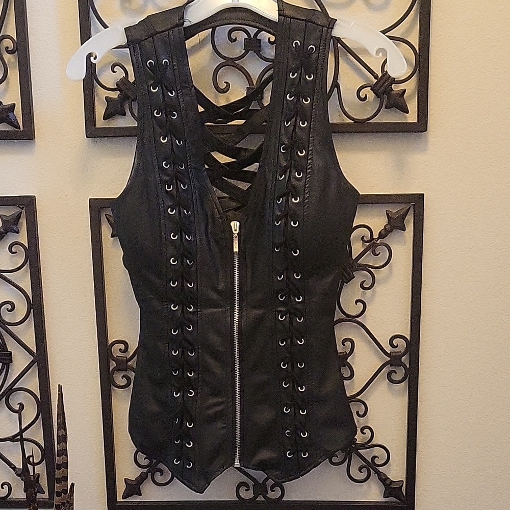 Black Lace-Up Sleeveless Top